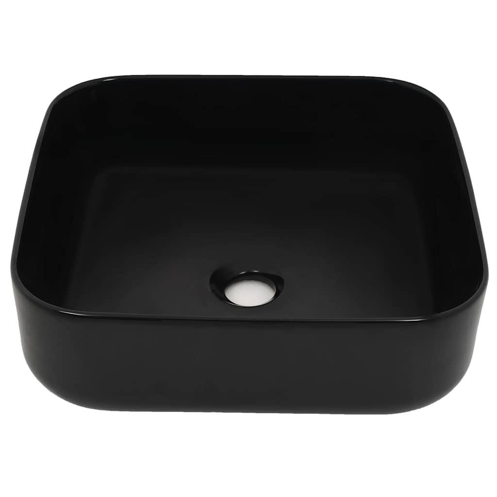 vidaXL Basin Ceramic Square Black 38x38x13.5 cm 3