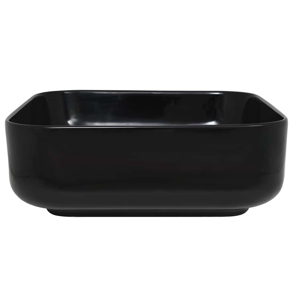 vidaXL Basin Ceramic Square Black 38x38x13.5 cm 4