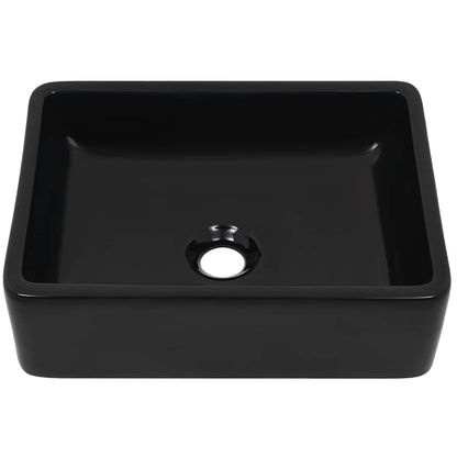vidaXL Basin Ceramic Rectangular Black 41x30x12 cm 3