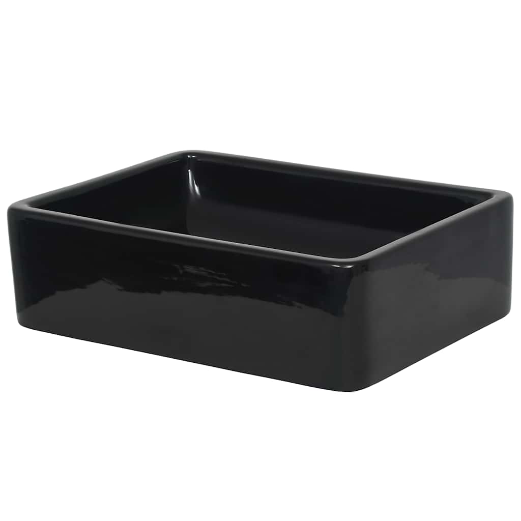 vidaXL Basin Ceramic Rectangular Black 41x30x12 cm 4