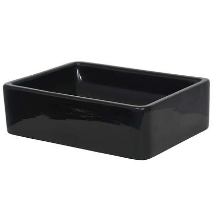 vidaXL Basin Ceramic Rectangular Black 41x30x12 cm 4