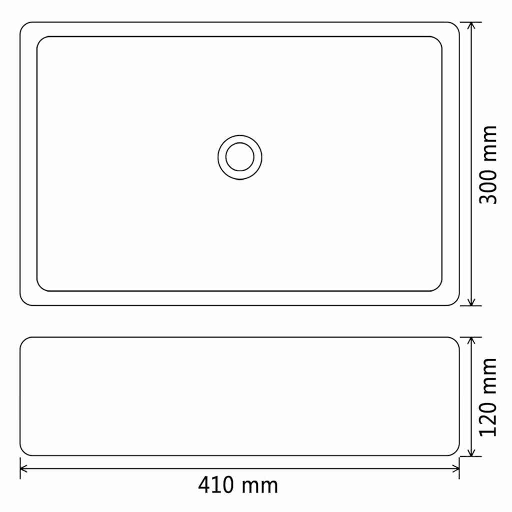 vidaXL Basin Ceramic Rectangular Black 41x30x12 cm 6
