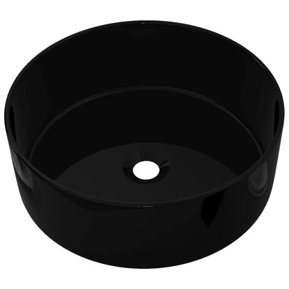 vidaXL Basin Ceramic Round Black 40x15 cm 2