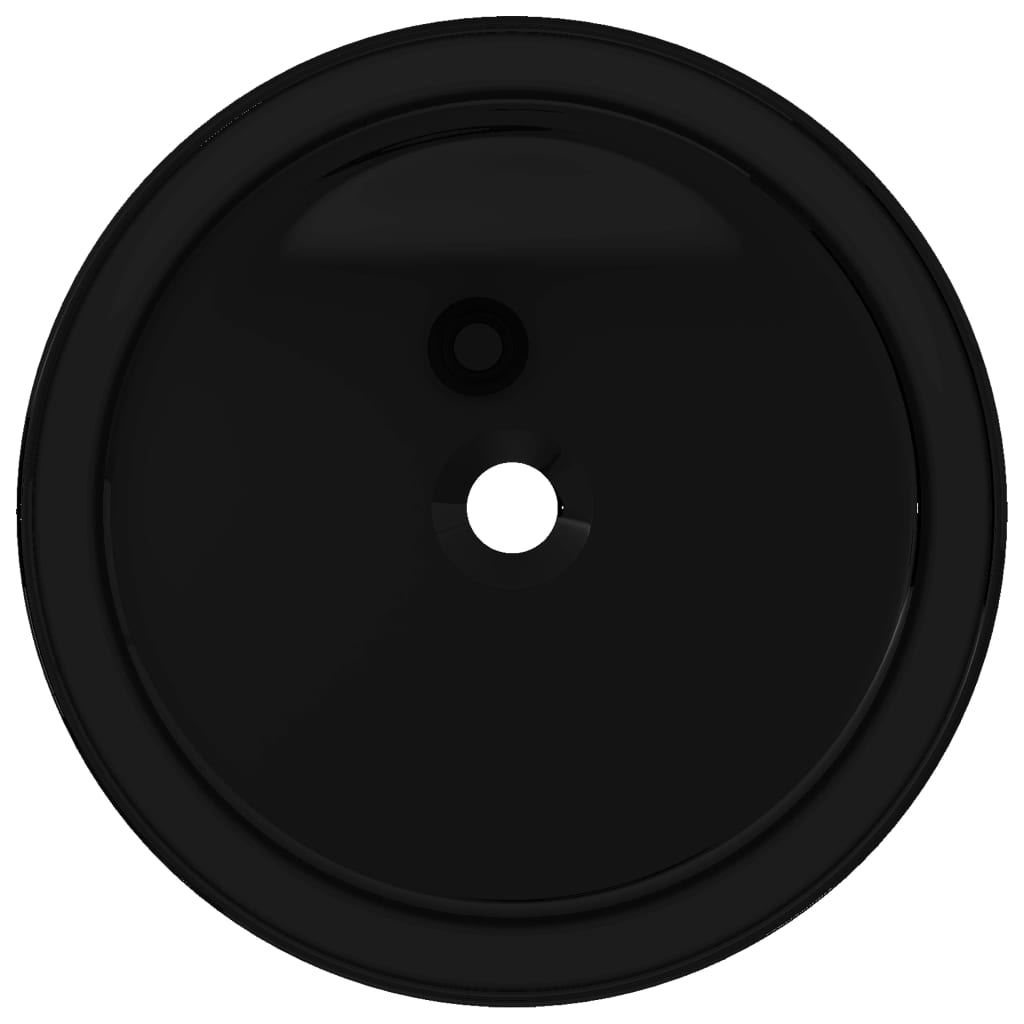 vidaXL Basin Ceramic Round Black 40x15 cm 3
