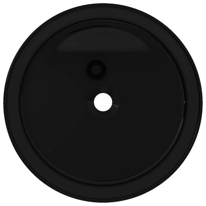 vidaXL Basin Ceramic Round Black 40x15 cm 3