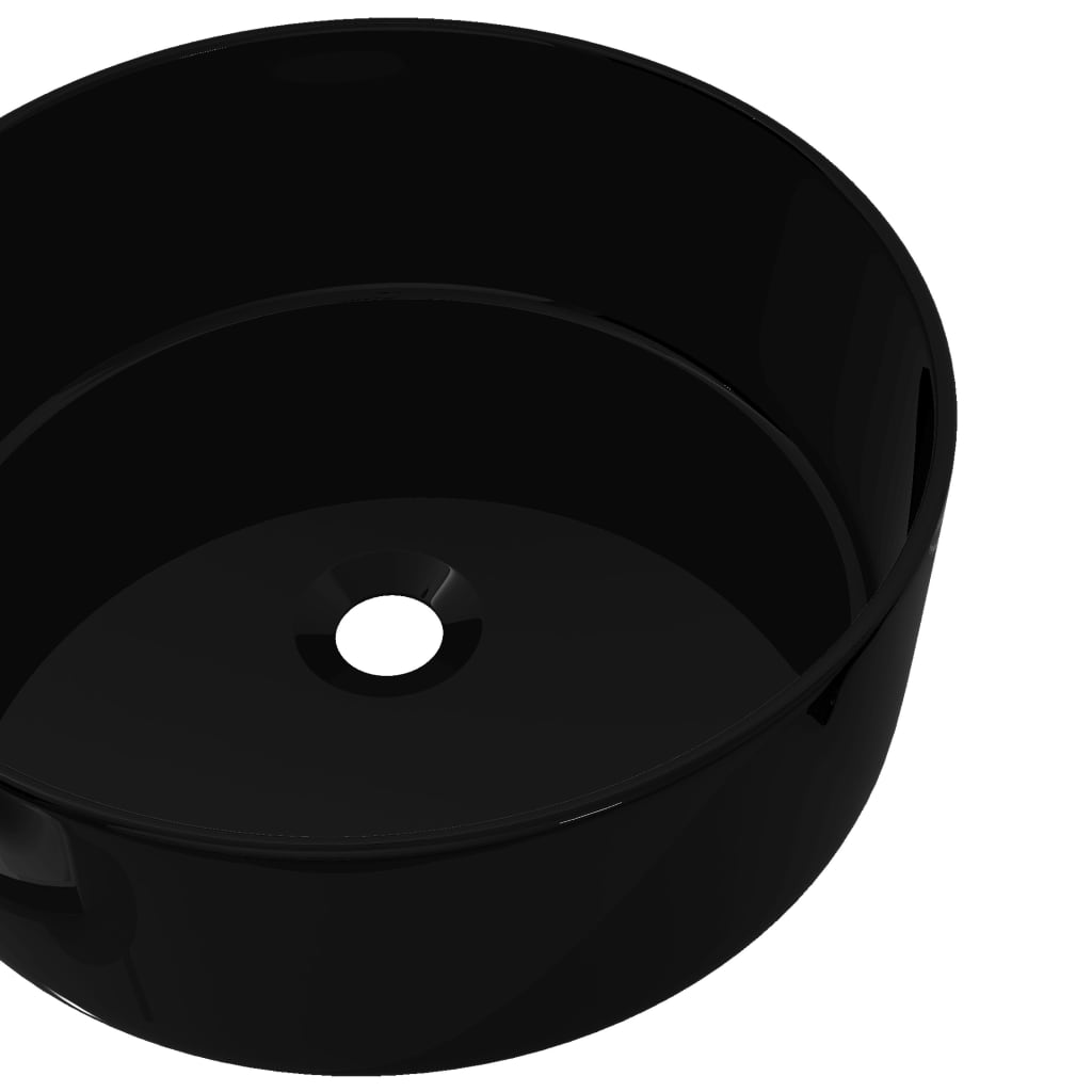 vidaXL Basin Ceramic Round Black 40x15 cm 4