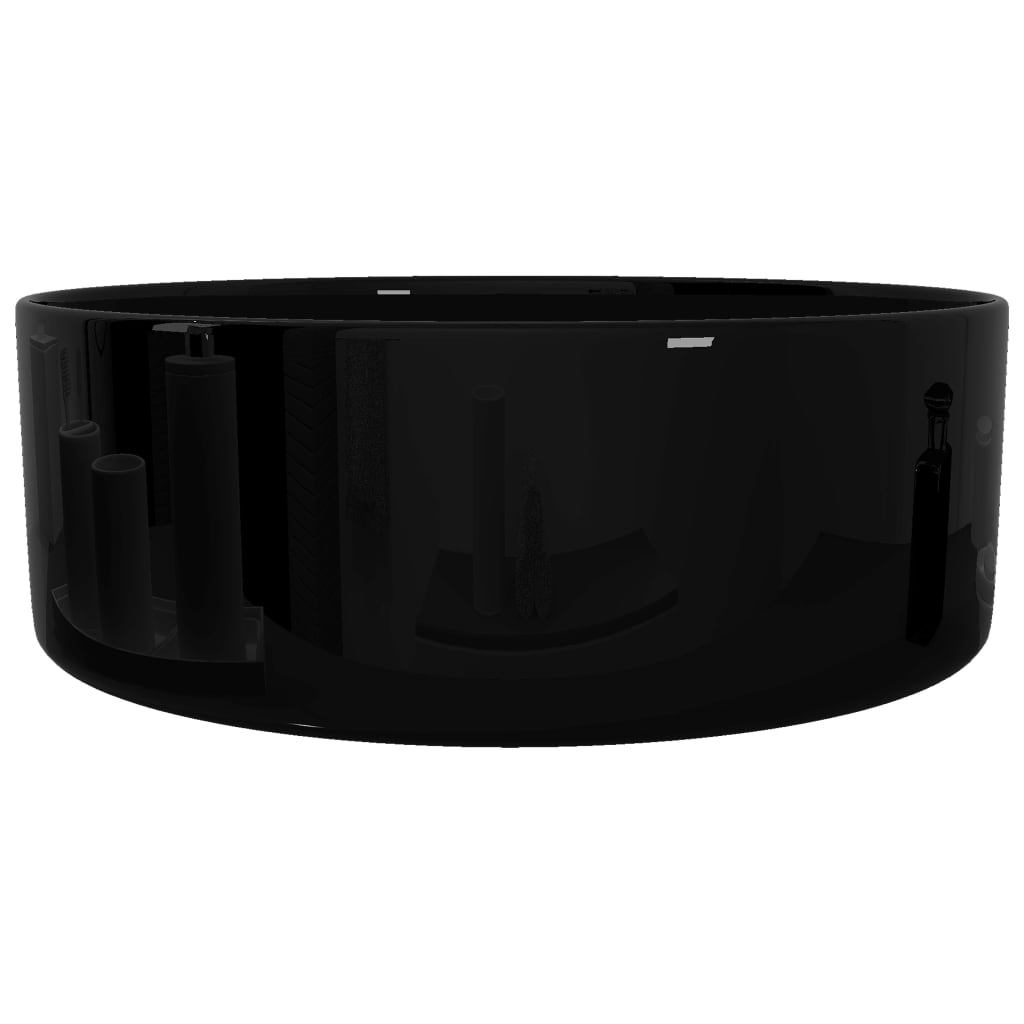 vidaXL Basin Ceramic Round Black 40x15 cm 5