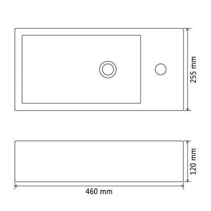 142738 vidaXL Basin with Faucet Hole Rectangular Ceramic Black 46x25,5x12 cm 6