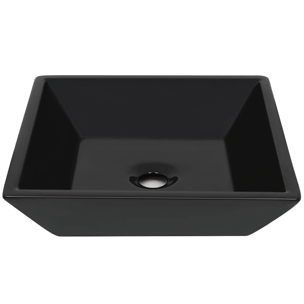 vidaXL Basin Ceramic Square Black 41.5x41.5x12 cm 3