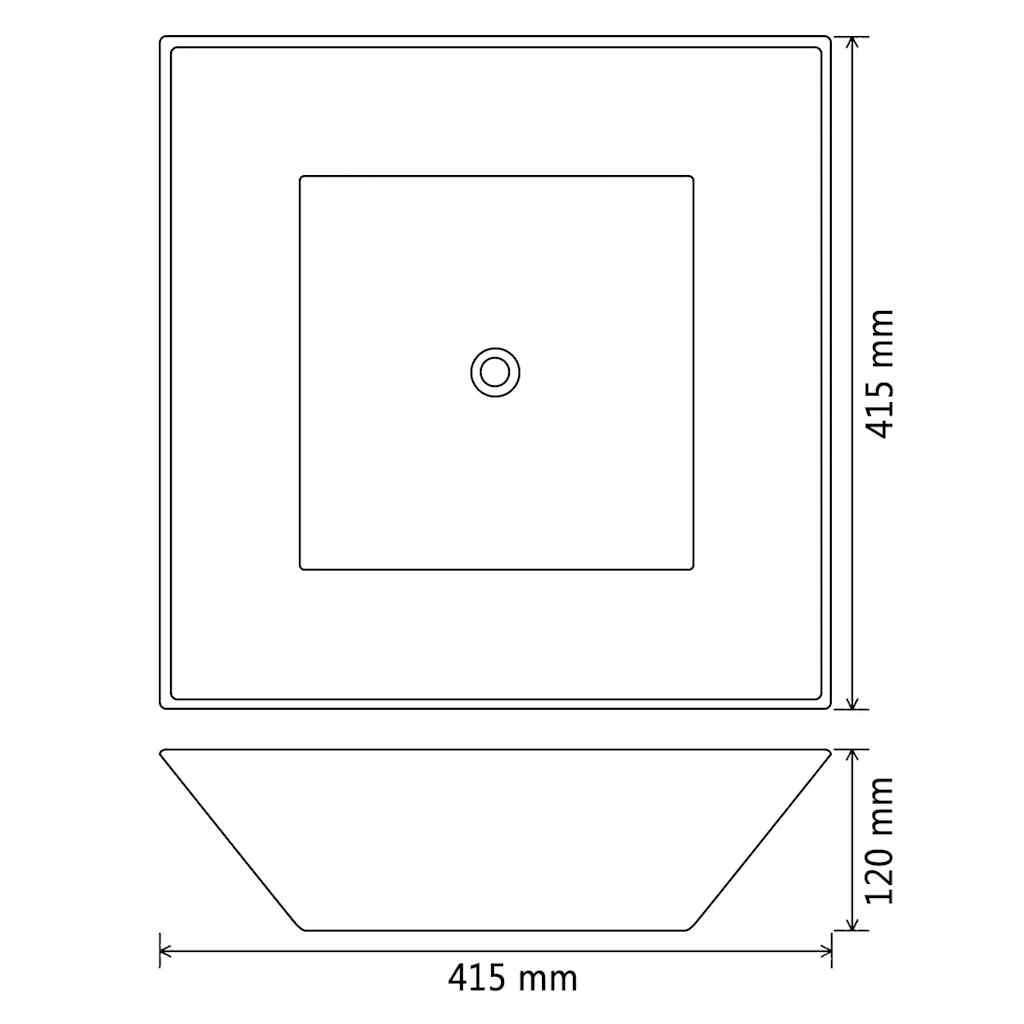 vidaXL Basin Ceramic Square Black 41.5x41.5x12 cm 6