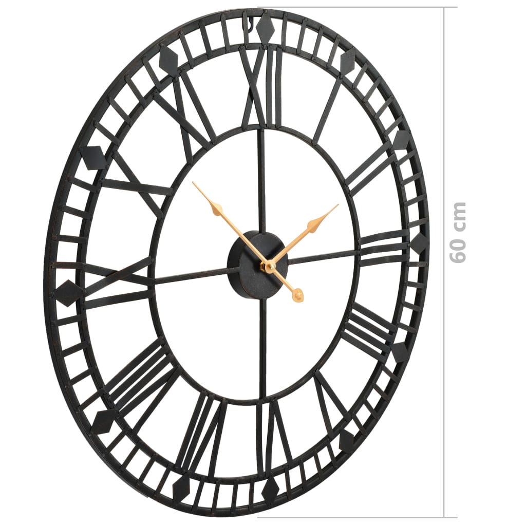 vidaXL Wall Clock | Black | Metal | 60 cm | Clock | Wall Clock | Circular 6