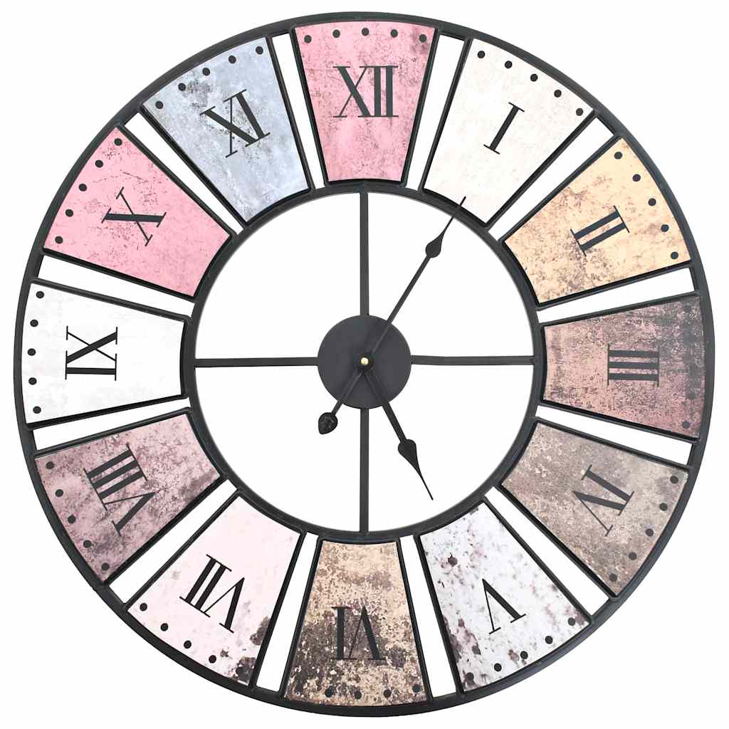 vidaXL Wall Clock | Multicoloured | Metal, MDF | XXL | Decorative Inlays 1