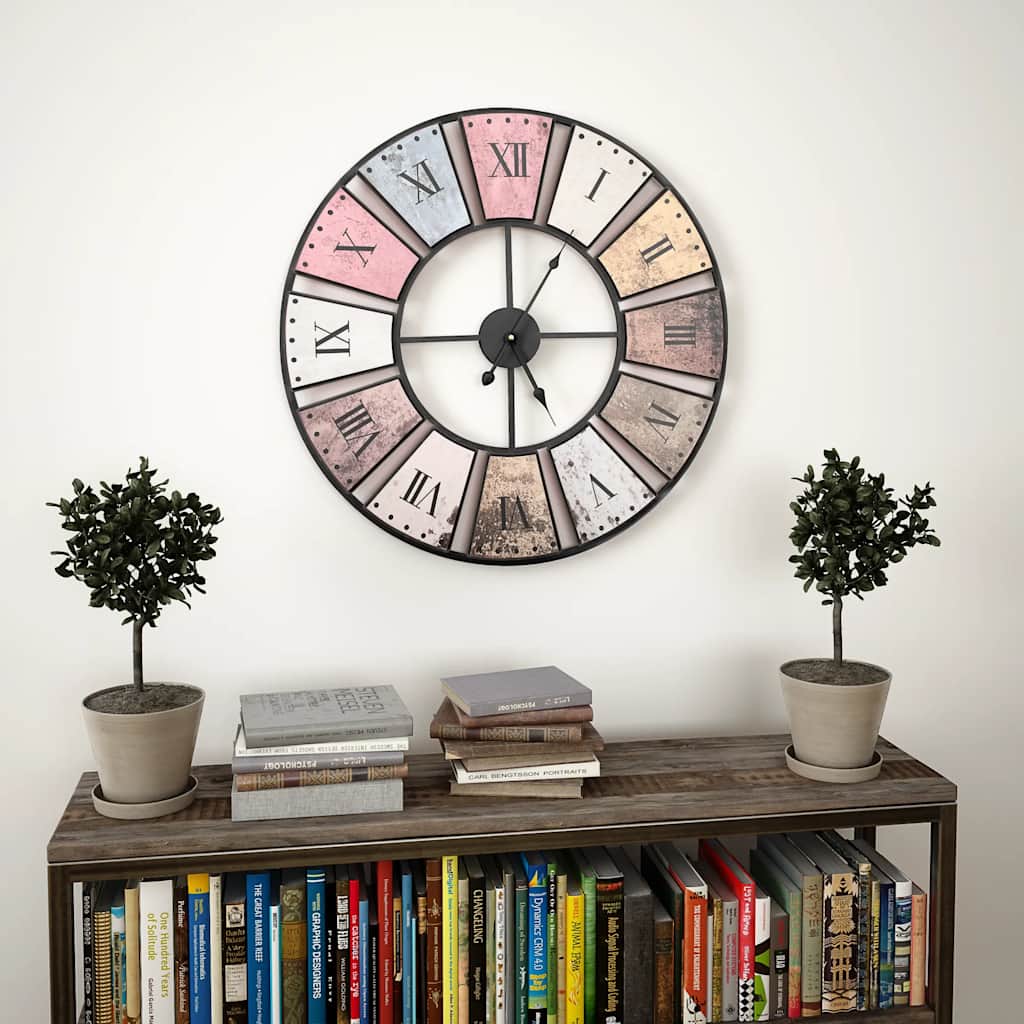 vidaXL Wall Clock | Multicoloured | Metal, MDF | XXL | Decorative Inlays 2