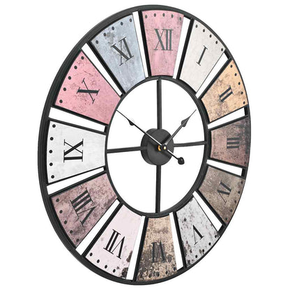 vidaXL Wall Clock | Multicoloured | Metal, MDF | XXL | Decorative Inlays 3