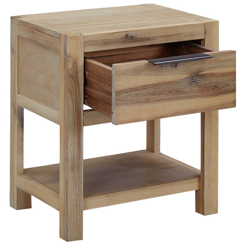 vidaXL Nightstand | Natural wood | Solid Acacia wood, MDF, Acacia veneer | Small 2