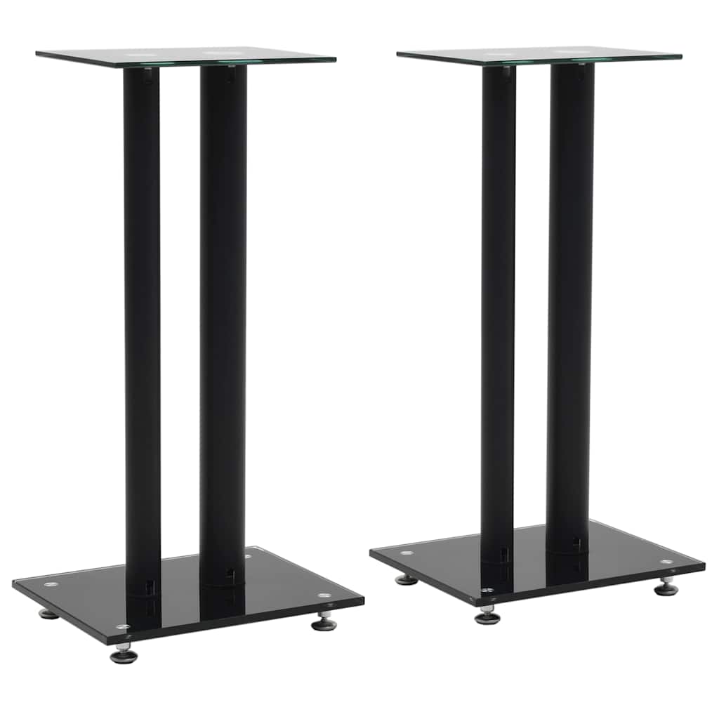 vidaXL Speaker Stands 2 pcs Tempered Glass 2 Pillars Design Black 1