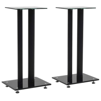 vidaXL Speaker Stands 2 pcs Tempered Glass 2 Pillars Design Black 1