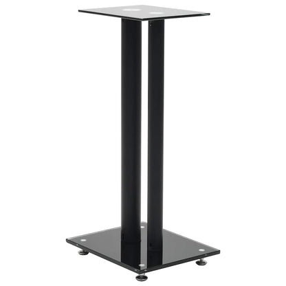 vidaXL Speaker Stands 2 pcs Tempered Glass 2 Pillars Design Black 2