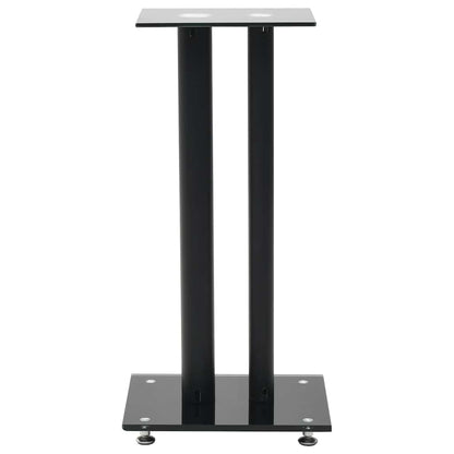 vidaXL Speaker Stands 2 pcs Tempered Glass 2 Pillars Design Black 3