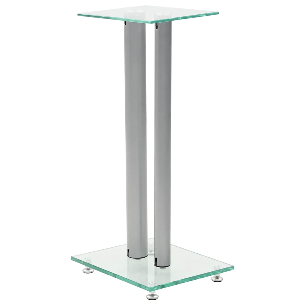 vidaXL Speaker Stands 2 pcs Tempered Glass 2 Pillars Design Silver 2
