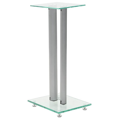 vidaXL Speaker Stands 2 pcs Tempered Glass 2 Pillars Design Silver 2