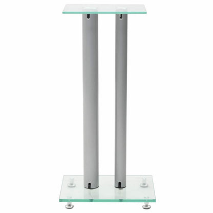vidaXL Speaker Stands 2 pcs Tempered Glass 2 Pillars Design Silver 3