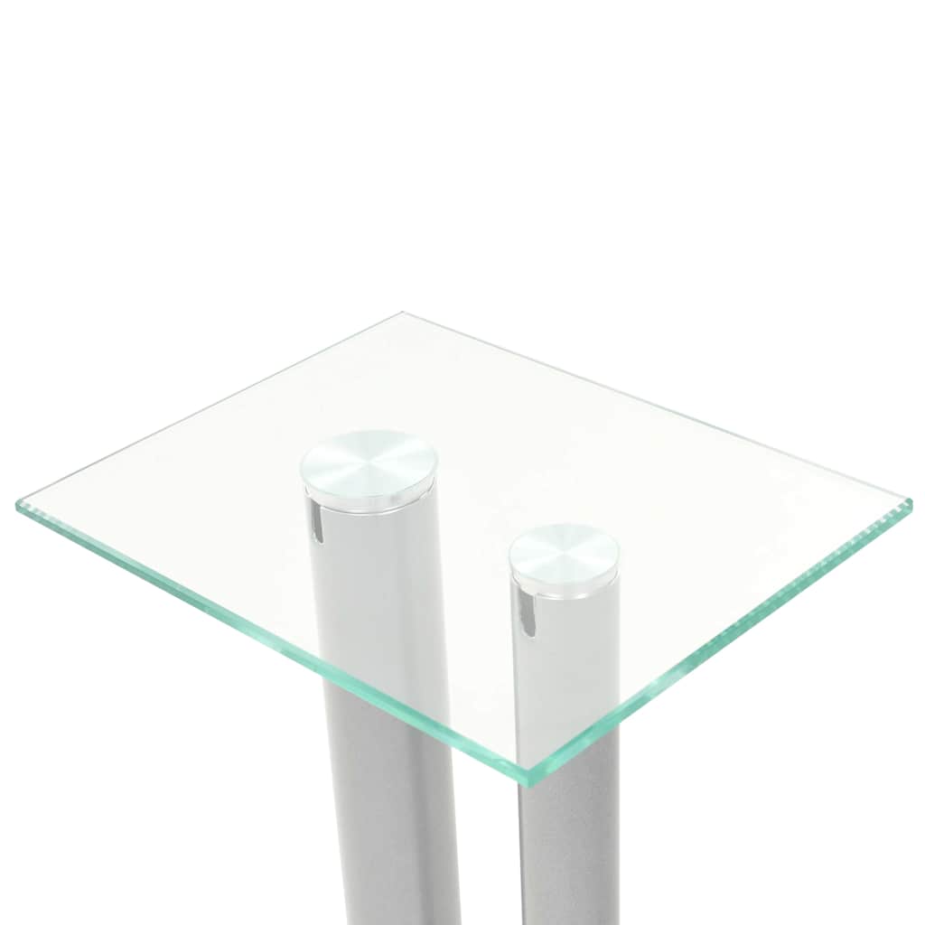 vidaXL Speaker Stands 2 pcs Tempered Glass 2 Pillars Design Silver 4