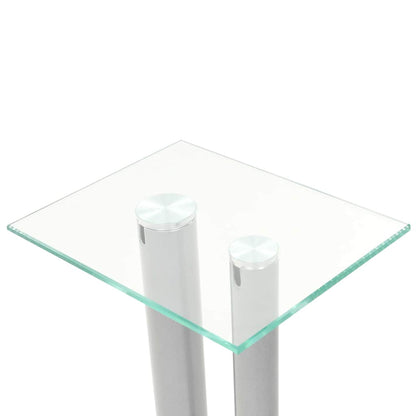 vidaXL Speaker Stands 2 pcs Tempered Glass 2 Pillars Design Silver 4