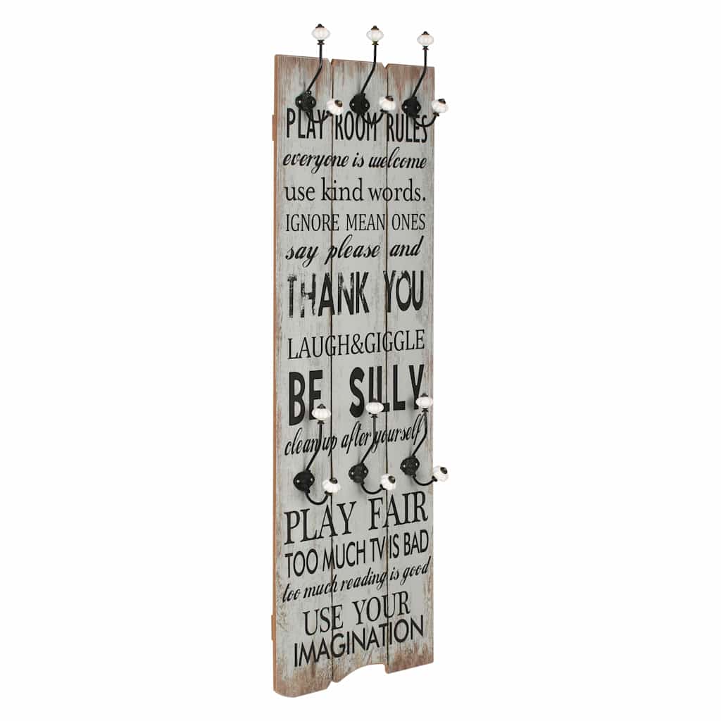 Wall-mounted Coat Rack with 6 Hooks 120x40 cm Thank you