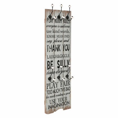 Wall-mounted Coat Rack with 6 Hooks 120x40 cm Thank you