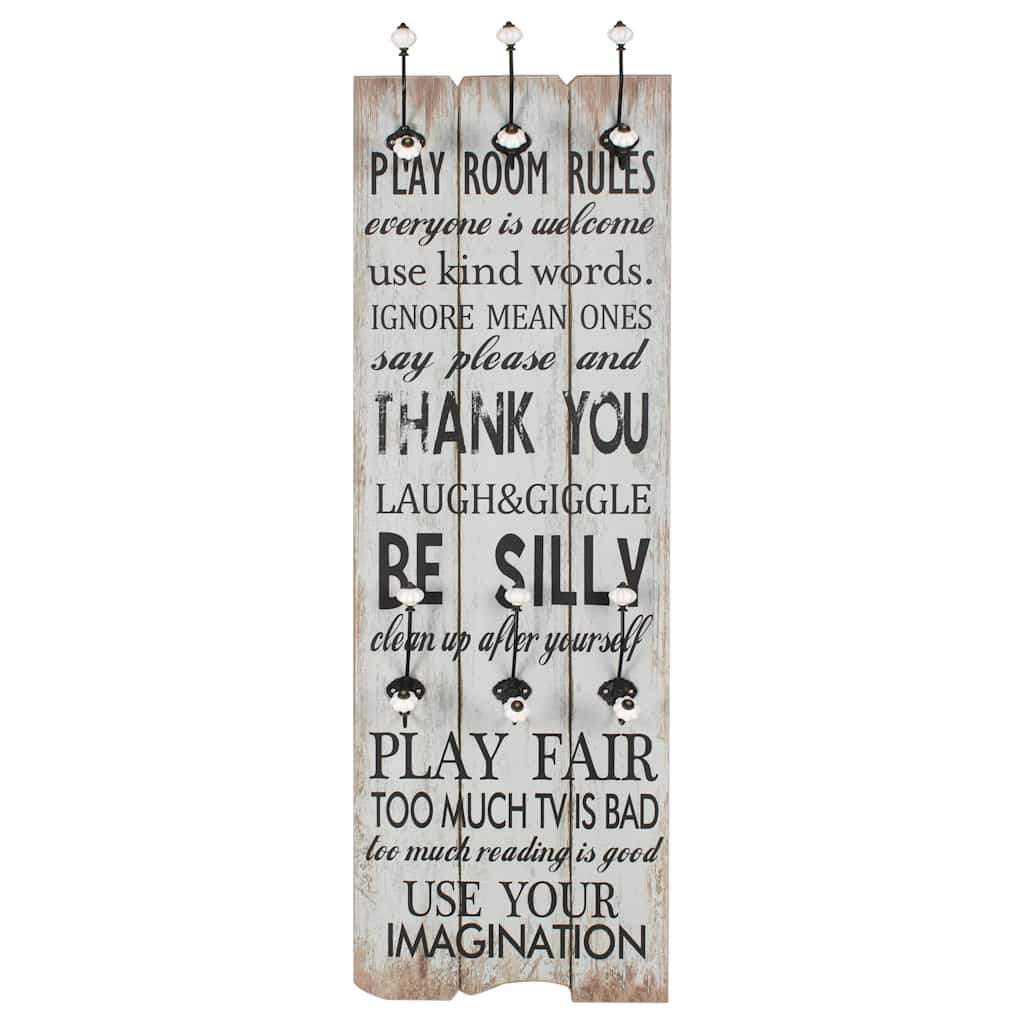 Wall-mounted Coat Rack with 6 Hooks 120x40 cm Thank you