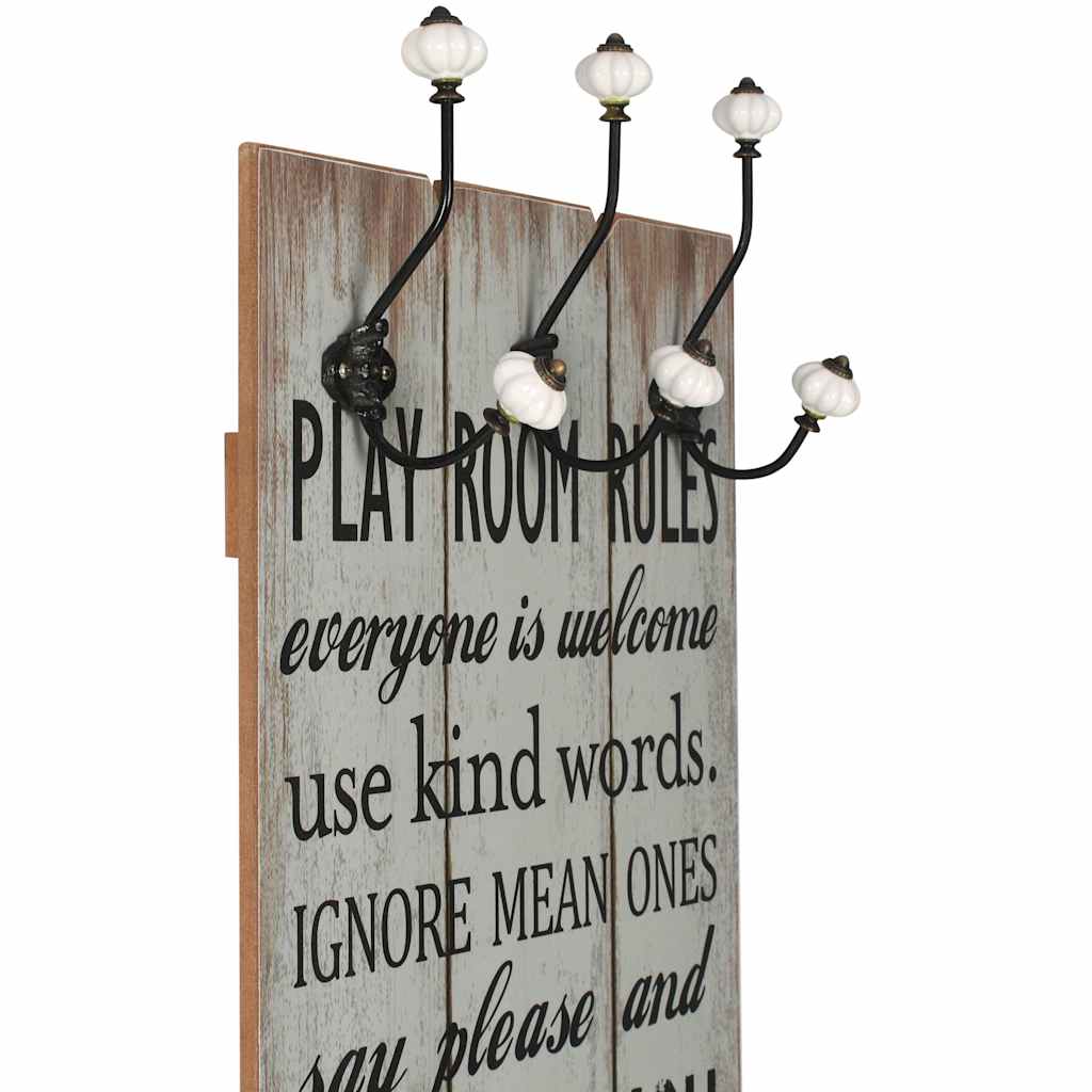 Wall-mounted Coat Rack with 6 Hooks 120x40 cm Thank you