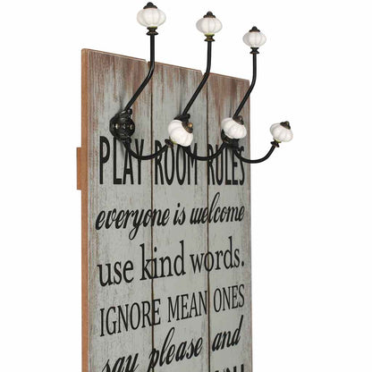 Wall-mounted Coat Rack with 6 Hooks 120x40 cm Thank you