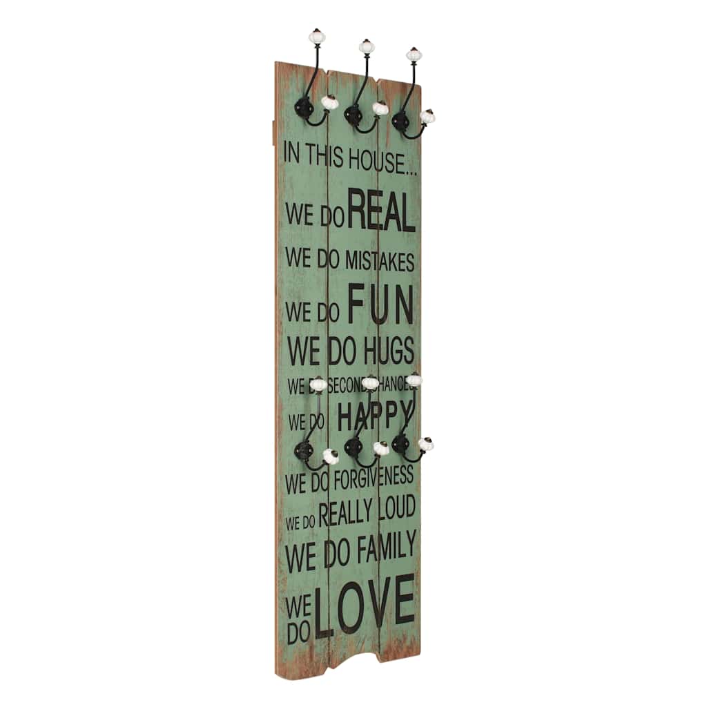 Wall-mounted Coat Rack with 6 Hooks 120x40 cm Happy love