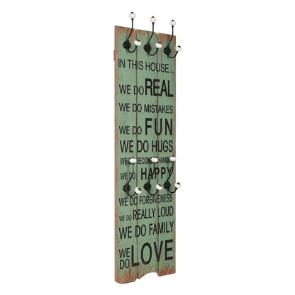 Wall-mounted Coat Rack with 6 Hooks 120x40 cm Happy love