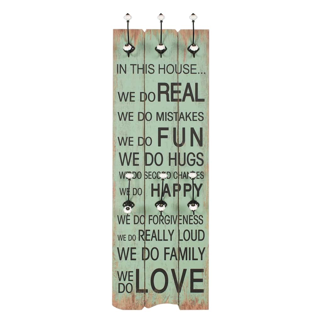 Wall-mounted Coat Rack with 6 Hooks 120x40 cm Happy love