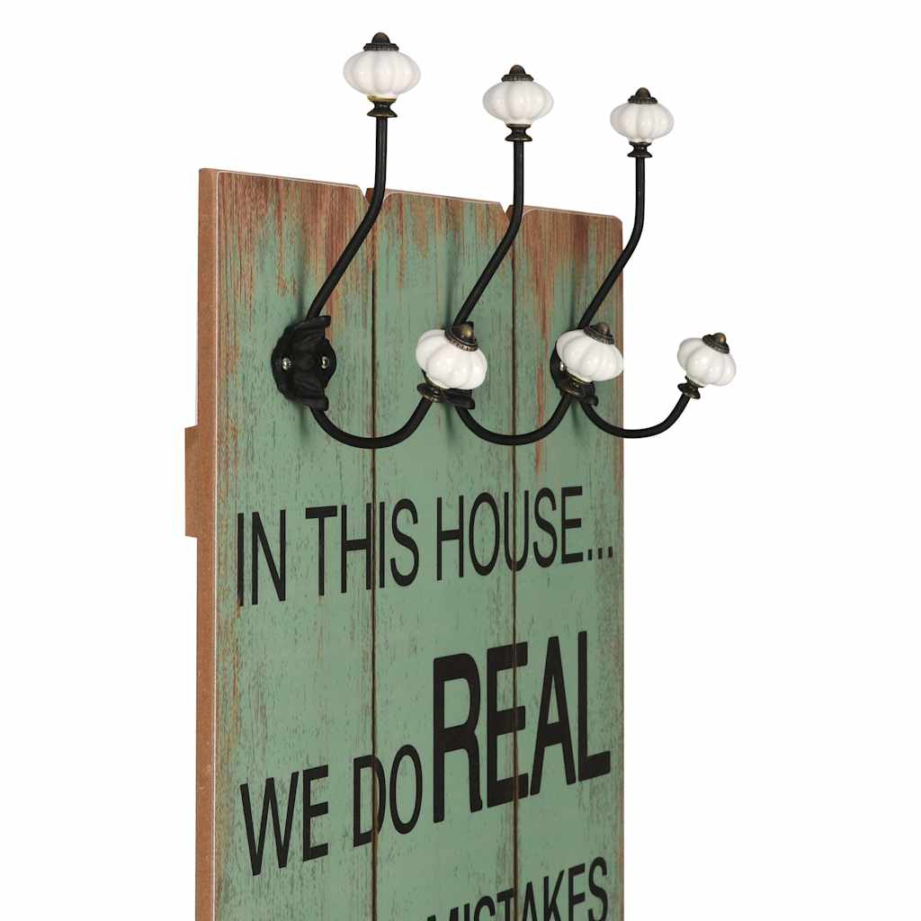 Wall-mounted Coat Rack with 6 Hooks 120x40 cm Happy love