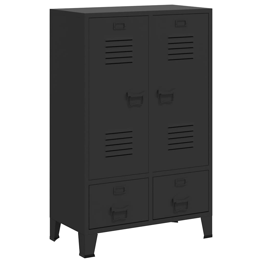 vidaXL Wardrobe | Black | Sheet Metal | Medium | Adjustable Shelves 2