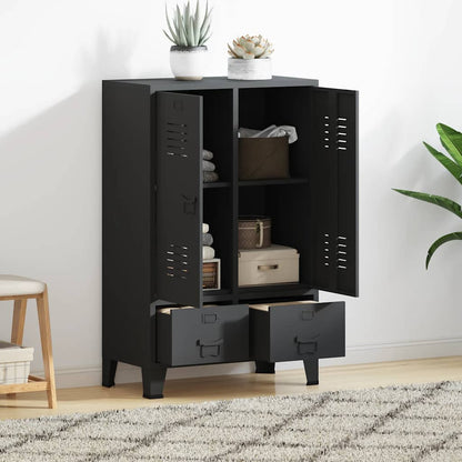 vidaXL Wardrobe | Black | Sheet Metal | Medium | Adjustable Shelves 1
