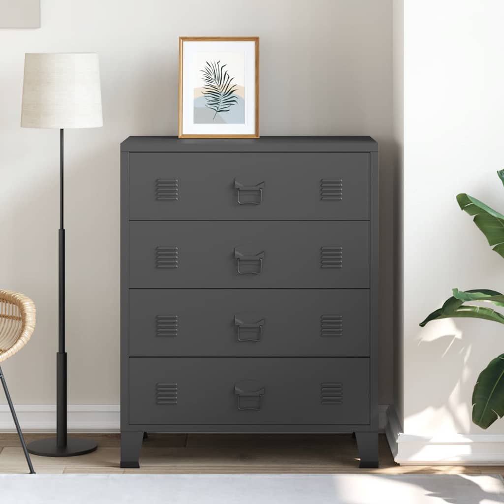 vidaXL Chest Of Drawers | Black | Sheet Metal | Medium | Chest Of Drawers 3