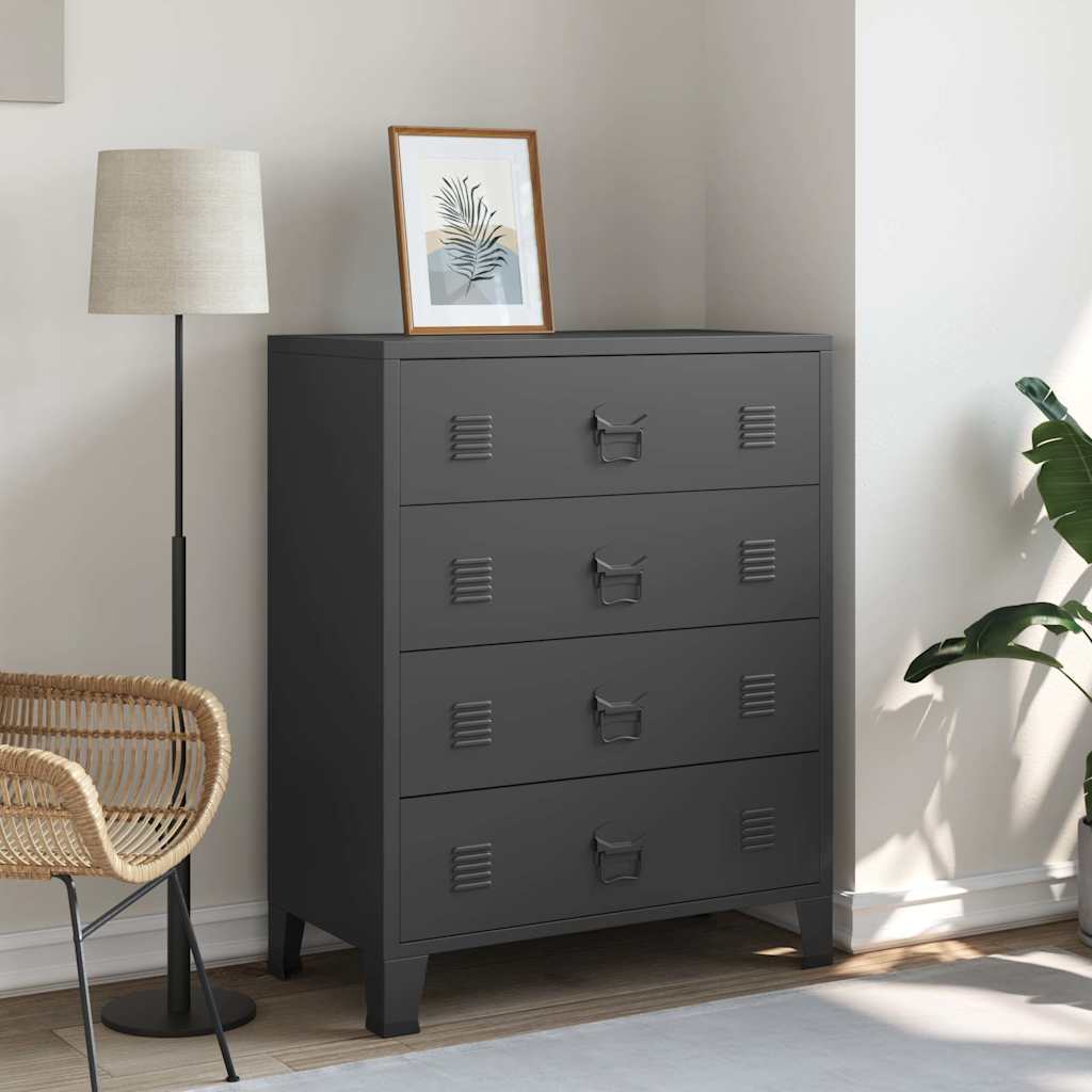 vidaXL Chest Of Drawers | Black | Sheet Metal | Medium | Chest Of Drawers 1