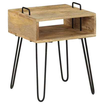 vidaXL Bedside Table | Natural wood and black 1