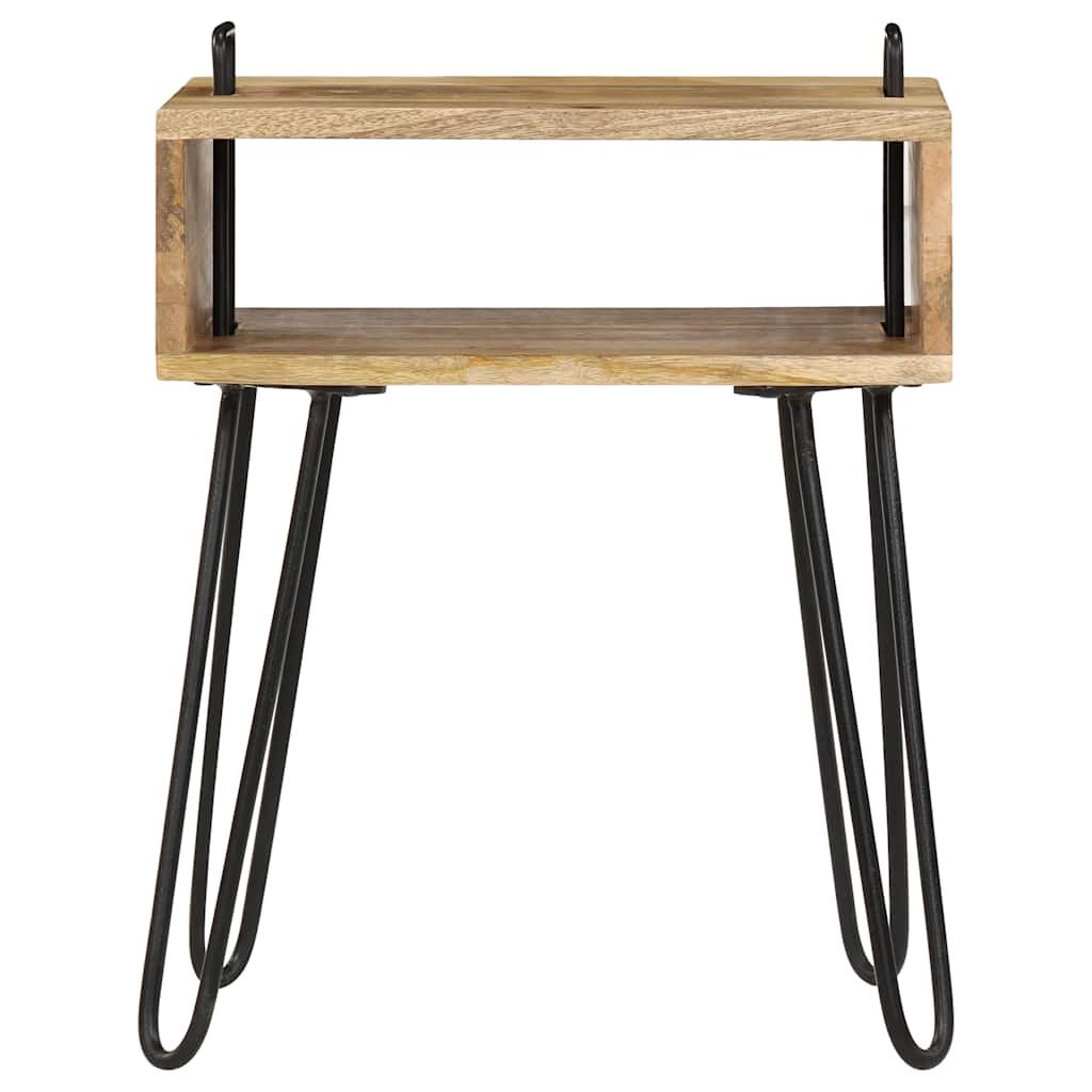 vidaXL Bedside Table | Natural wood and black 2