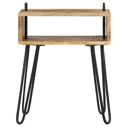 vidaXL Bedside Table | Natural wood and black 2