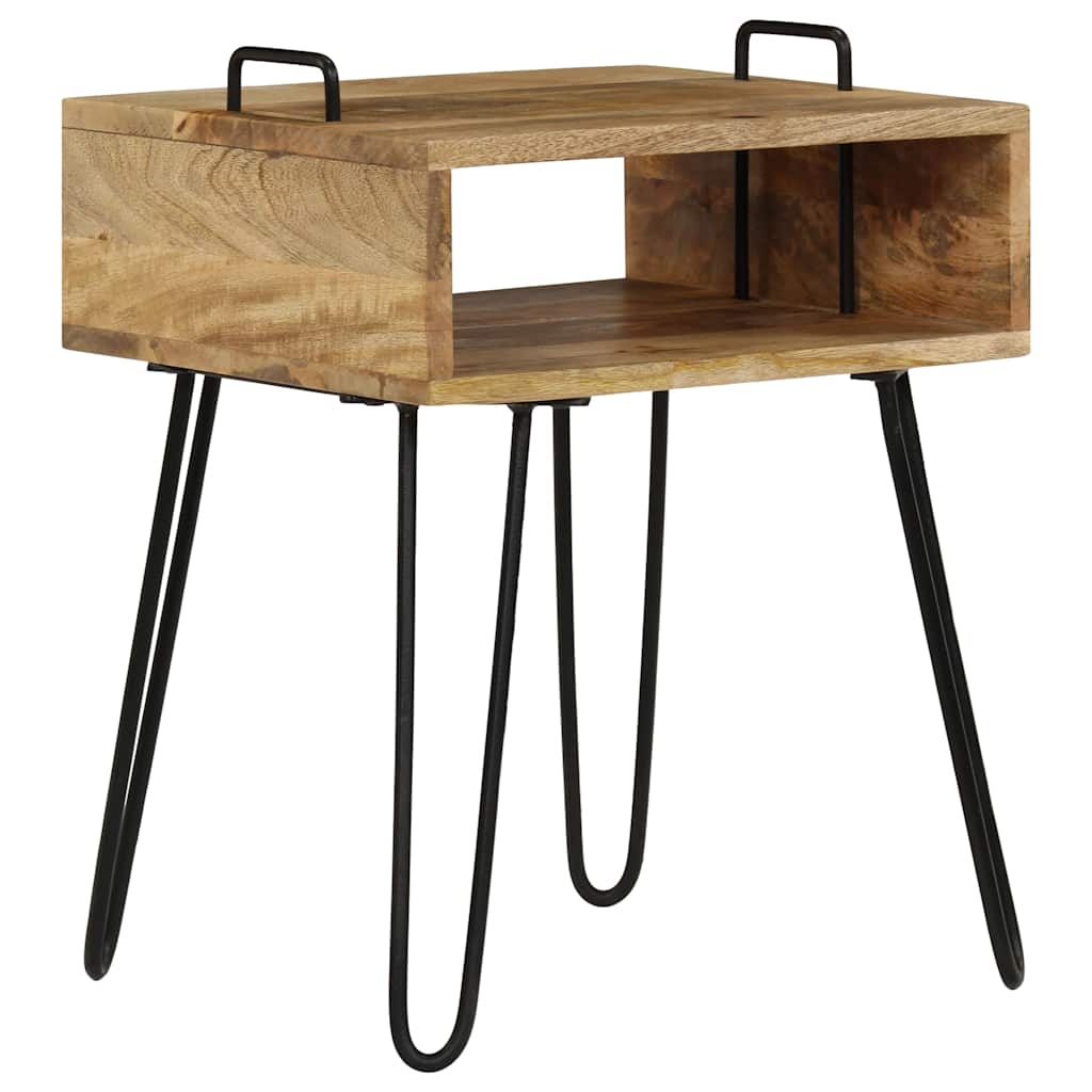 vidaXL Bedside Table | Natural wood and black 3