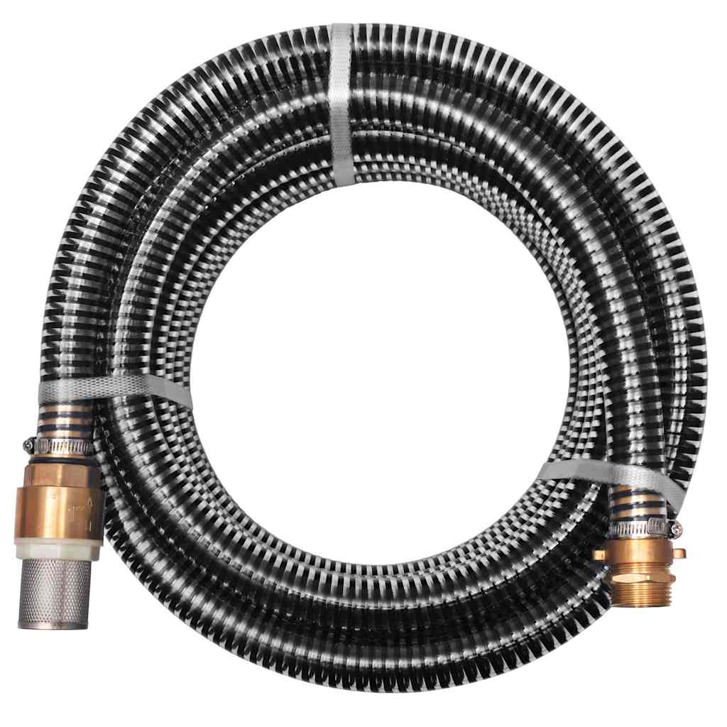 142890 vidaXL Suction Hose with Brass Connectors 7 m 25 mm Black 1
