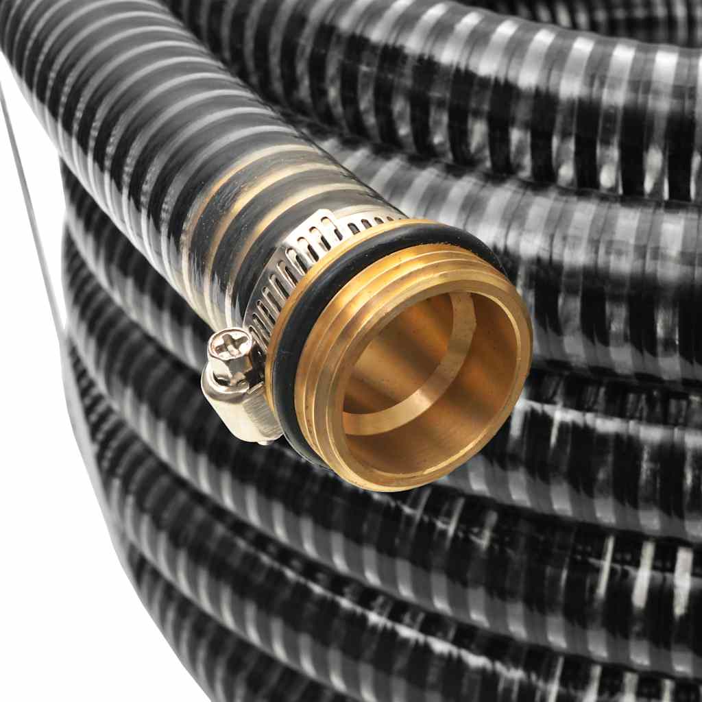142890 vidaXL Suction Hose with Brass Connectors 7 m 25 mm Black 2