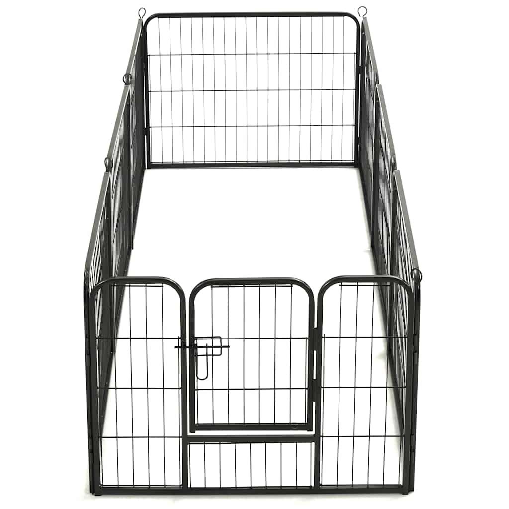 Dog Playpen 8 Panels Steel Black 8-panel