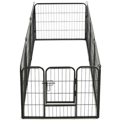 Dog Playpen 8 Panels Steel Black 8-panel