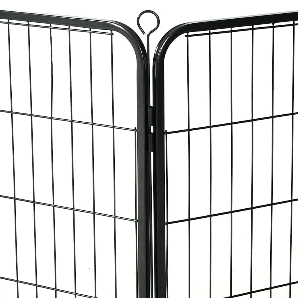 Dog Playpen 8 Panels Steel Black 8-panel